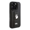 Karl Lagerfeld для iPhone 16 Pro чехол GripStand PU Saffiano NFT Choupette metal Hard Black