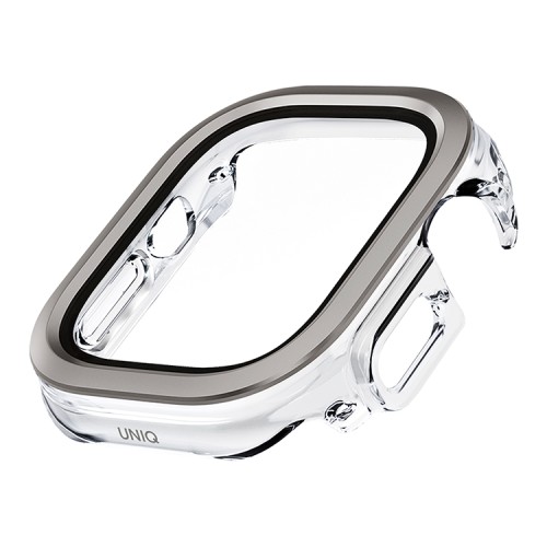 Uniq для Apple Watch 49 mm чехол VOUTE with 9H Tempered Glass Titanium Silver