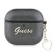 Guess для Airpods 4 чехол PU leather with Script metal logo and Heart charm Black