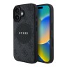 Guess для iPhone 16 чехол PU 4G with Round Patch Metal logo Hard Black (MagSafe)