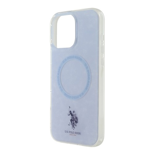 U.S. Polo для iPhone 16 Pro Max чехол PC/TPU Double Horse logo and Ring Hard Blue (MagSafe)