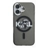 Karl Lagerfeld для iPhone 16 чехол PC/TPU Sketch Karl&Choupette Glitter Black (MagSafe)