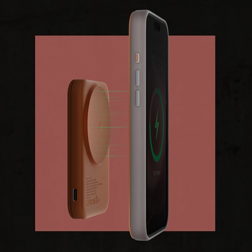 Uniq внешний аккумулятор Lyden Lexa 5000W Magnetic wireless 15W USB-C PD 20W Caramel