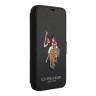 Чехол U.S. Polo Assn. Embroidery Double horse Booktype для iPhone 12 | 12 Pro, черный