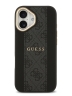 Guess для iPhone 17 чехол PU 4G Stripe Classic metal logo Gold camera Hard Black (MagSafe)