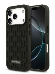 Karl Lagerfeld для iPhone 17 Pro Max чехол 3D Rubber Monogram Metal logo Hard Black