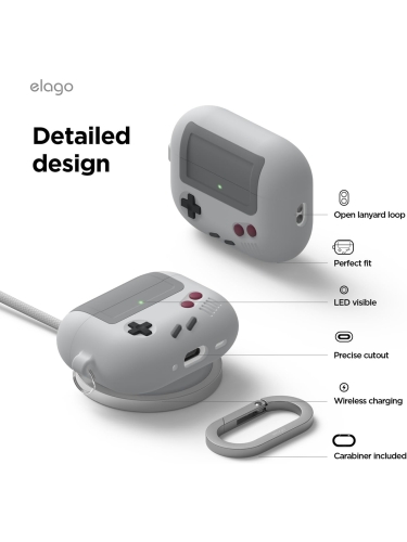 Elago для AirPods Pro 3 чехол Unique AW5 Game console Hang case Light Grey