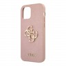 Чехол Guess PU Saffiano 4G Big metal logo Hard для iPhone 12 | 12 Pro, розовый