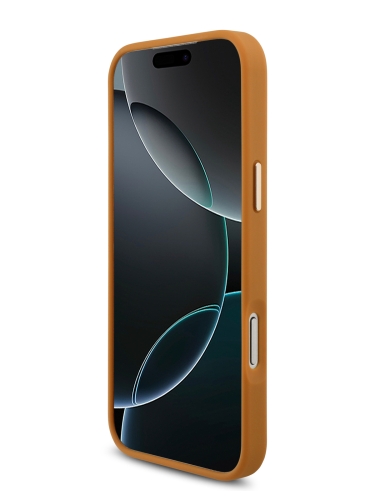 Karl Lagerfeld для iPhone 17 Pro Max чехол PU leather Autograph Metal logo & Gold camera Hard Brown