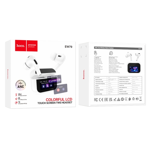 HOCO наушники TWS EW79 Bright true wireless ANC touch screen White