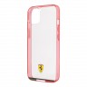 Чехол Ferrari Italia stripe Hard Transparent для iPhone 13, красная рамка