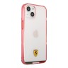 Чехол Ferrari Italia stripe Hard Transparent для iPhone 13, красная рамка