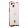 Чехол Ferrari Italia stripe Hard Transparent для iPhone 13, красная рамка