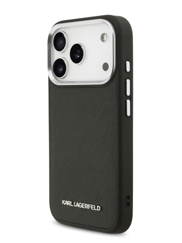 Karl Lagerfeld для iPhone 17 Pro Max чехол Crossbody Saffiano Metal Cam Hard + Strap Black (MagSafe)