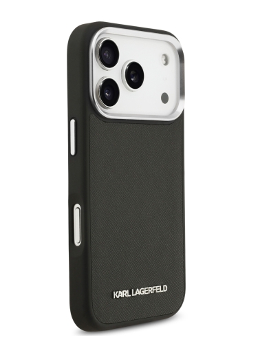 Karl Lagerfeld для iPhone 17 Pro Max чехол Crossbody Saffiano Metal Cam Hard + Strap Black (MagSafe)