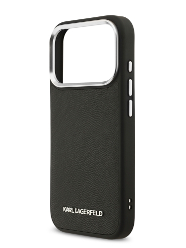 Karl Lagerfeld для iPhone 17 Pro Max чехол Crossbody Saffiano Metal Cam Hard + Strap Black (MagSafe)