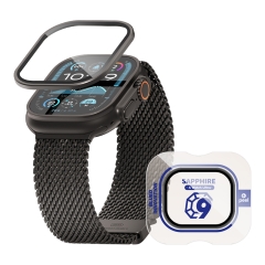 BlueO стекло для Apple Watch Ultra 1/2/3 49 mm, Sapphire Glass + Titanium Frame Black Titanium