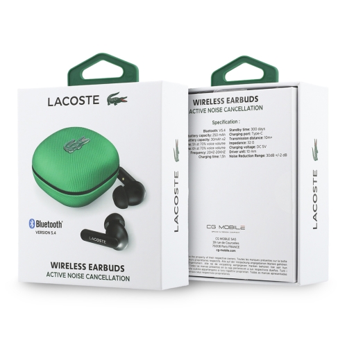 Lacoste наушники беспроводные TWS ANC/ENC Meshed PVC Iconic (TP103 Pro) Estragon Green