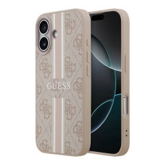 Guess для iPhone 17 чехол PU 4G Stripes Hard Pink (MagSafe)