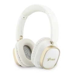 Guess наушники беспроводные накладные Bluetooth HP ENC Rectangle Satined PU Script Metal Logo White