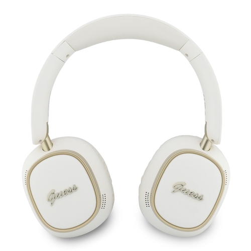 Guess наушники беспроводные накладные Bluetooth HP ENC Rectangle Satined PU Script Metal Logo White