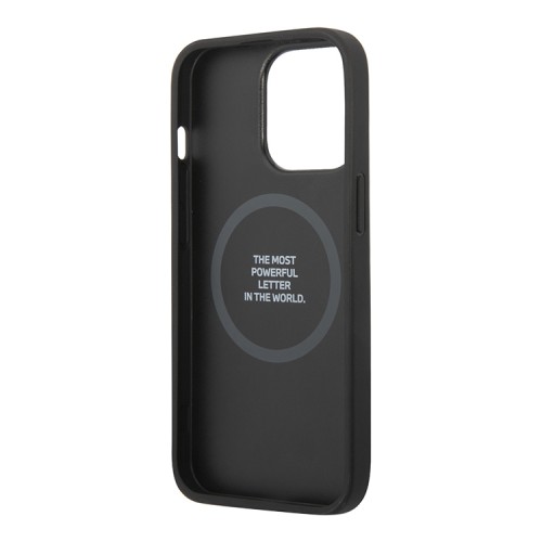 Чехол BMW M-Collection PU Carbon Hard Tricolor line для iPhone 13 Pro Max, черный (MagSafe)