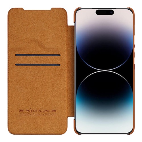 Чехол Nillkin Qin Pro для iPhone 14 Pro Max, коричневый