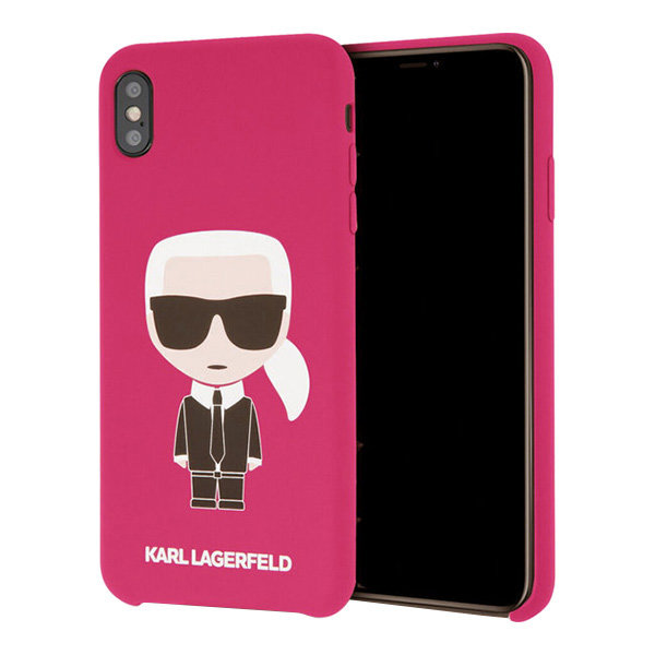 Чехол Karl Lagerfeld Liquid silicone Iconic Karl для iPhone XS Max, фуксия