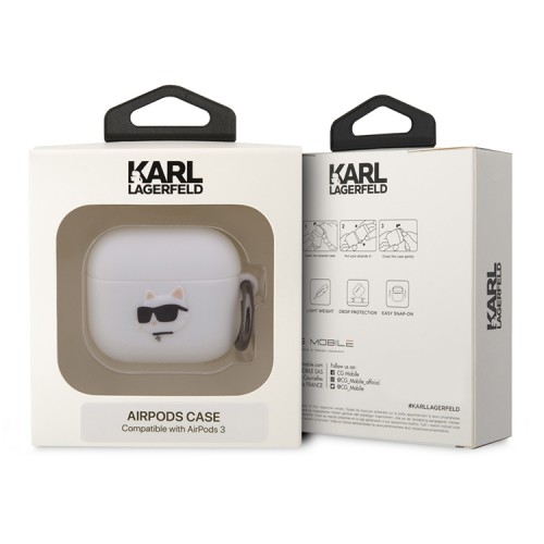 Чехол Lagerfeld Silicone case with ring NFT 3D Choupette для Airpods 3 (2021), белый