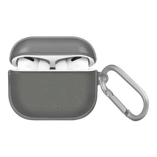 Чехол Uniq Glase с карабином для AirPods 3 (2021), Smoke grey