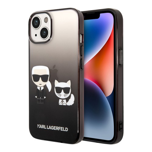 Чехол Lagerfeld Karl & Choupette Hard Gradient для iPhone 14 Plus, черная рамка