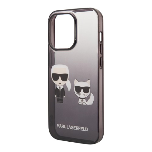 Чехол Lagerfeld Karl & Choupette Hard Gradient для iPhone 14 Pro Max, черная рамка
