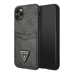 Чехол Guess PU 4G Double cardslot Metal triangle logo Hard для iPhone 11 Pro Max, черный
