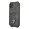 Чехол Guess PU 4G Double cardslot Metal triangle logo Hard для iPhone 11 Pro Max, черный