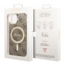 Guess для iPhone 15 чехол PC/TPU 4G Hard Brown/Gold (MagSafe)