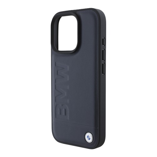 BMW для iPhone 16 Pro чехол Signature Leather Logo imprint Navy