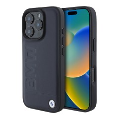 BMW для iPhone 16 Pro чехол Signature Leather Logo imprint Navy