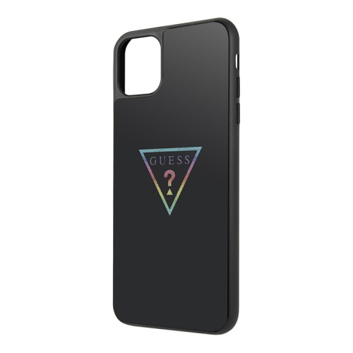Чехол Guess Iridescent Glitter Triangle logo Hard Multicolor для iPhone 11 Pro Max, черный
