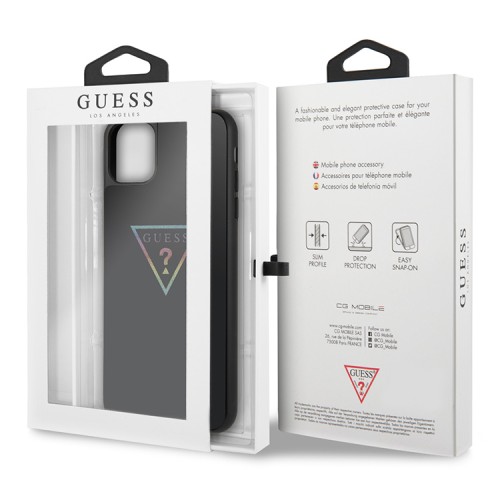 Чехол Guess Iridescent Glitter Triangle logo Hard Multicolor для iPhone 11 Pro Max, черный