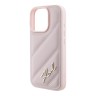 Karl Lagerfeld для iPhone 16 Pro чехол PU Quilted Signature metal logo Hard Pink
