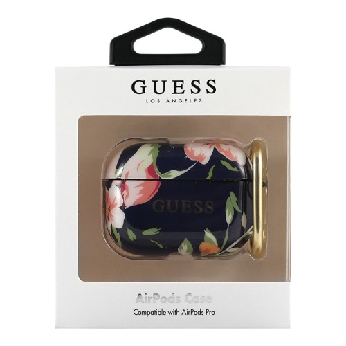 Чехол Guess TPU с кольцом для Airpods Pro, Flower N.3 синий