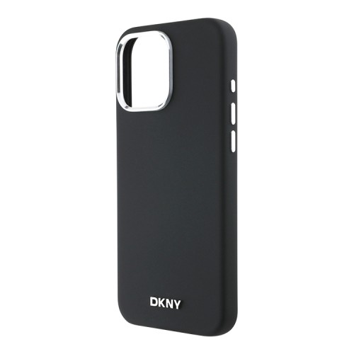 DKNY для iPhone 16 Pro чехол Liquid Silicone Metal logo and Camera frame Hard Black (MagSafe)
