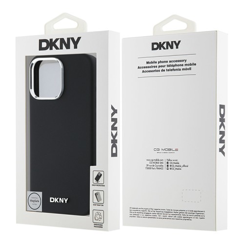 DKNY для iPhone 16 Pro чехол Liquid Silicone Metal logo and Camera frame Hard Black (MagSafe)
