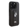 Karl Lagerfeld для iPhone 16 Pro чехол GripStand PU Saffiano NFT Karl & Choupette metal Hard Black