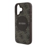 Guess для iPhone 16 чехол PU 4G with Round Patch Metal logo Hard Brown (MagSafe)