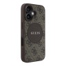 Guess для iPhone 16 чехол PU 4G with Round Patch Metal logo Hard Brown (MagSafe)