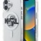 Karl Lagerfeld для iPhone 16 чехол PC/TPU Sketch Karl&Choupette Glitter Transparent (MagSafe)
