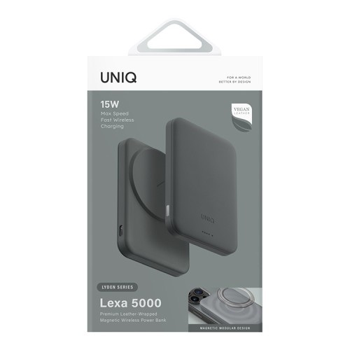 Uniq внешний аккумулятор Lyden Lexa 5000W Magnetic wireless 15W USB-C PD 20W Lichen Green
