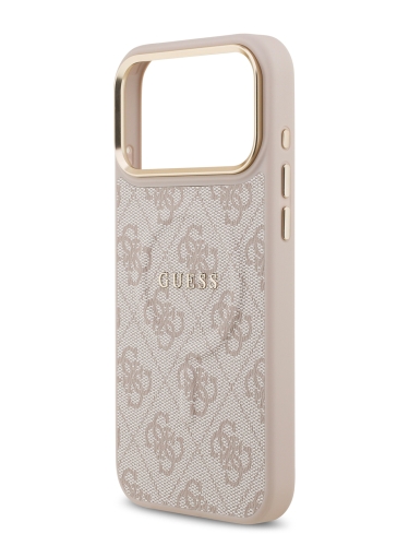 Guess для iPhone 17 Pro Max чехол PU 4G Classic metal logo Gold camera Hard Pink (MagSafe)