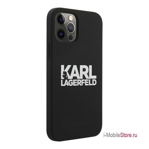 Чехол Karl Lagerfeld Liquid silicone Stack logo Hard для iPhone 12 Pro Max, черный